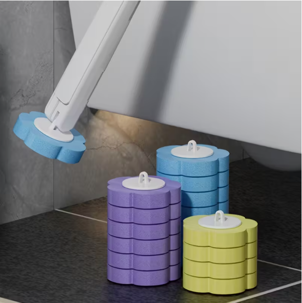 Disposable Toilet Cleaning Brush Set with Holder and Replacement Heads