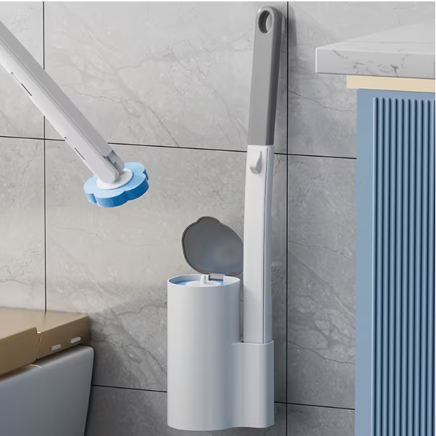 Disposable Toilet Cleaning Brush Set with Holder and Replacement Heads